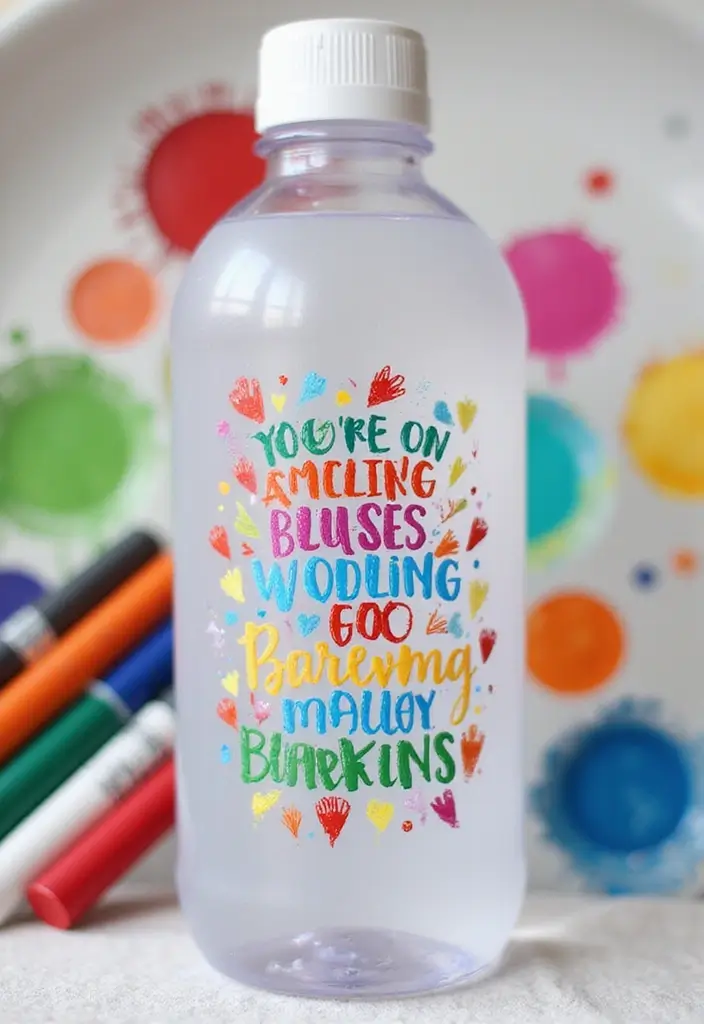 30 Water Bottle Painting Ideas to Make Hydration Fun - 8. Inspirational Quotes with Paint Pens