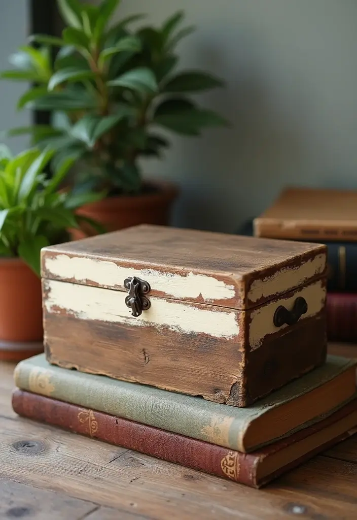 30 Wooden Box Painting Ideas to Add Rustic Charm 8 30 Wooden Box Painting Ideas to Add Rustic Charm - 2. Rustic Distressed Finish