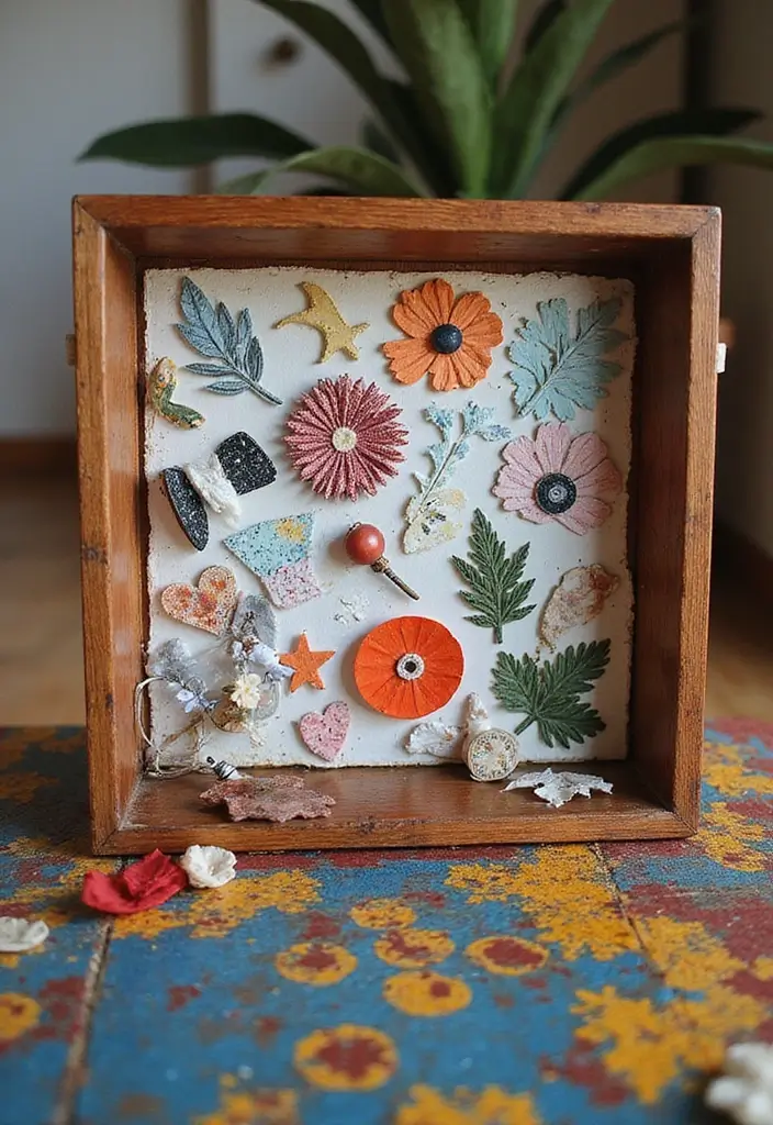 30 Wooden Box Painting Ideas to Add Rustic Charm 98 30 Wooden Box Painting Ideas to Add Rustic Charm - 22. Artistic Collage