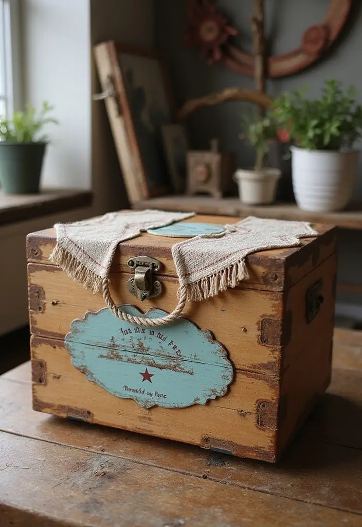 30 Wooden Box Painting Ideas to Add Rustic Charm 110 30 Wooden Box Painting Ideas to Add Rustic Charm - 24. Mixed Media