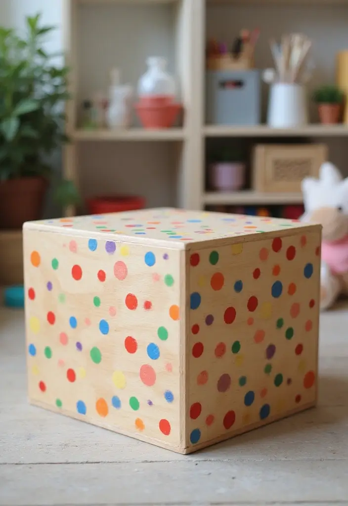 30 Wooden Box Painting Ideas to Add Rustic Charm 132 30 Wooden Box Painting Ideas to Add Rustic Charm - 28. Colorful Dots