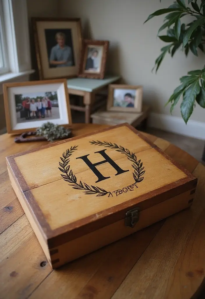 30 Wooden Box Painting Ideas to Add Rustic Charm 139 30 Wooden Box Painting Ideas to Add Rustic Charm - 29. Personalized Family Monogram