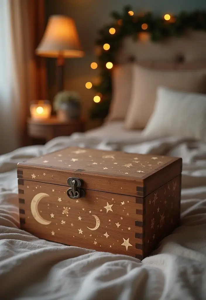 30 Wooden Box Painting Ideas to Add Rustic Charm 144 30 Wooden Box Painting Ideas to Add Rustic Charm - 30. Celestial Designs