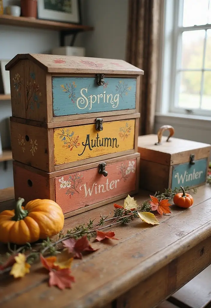 30 Wooden Box Painting Ideas to Add Rustic Charm 29 30 Wooden Box Painting Ideas to Add Rustic Charm - 7. Seasonal Themes