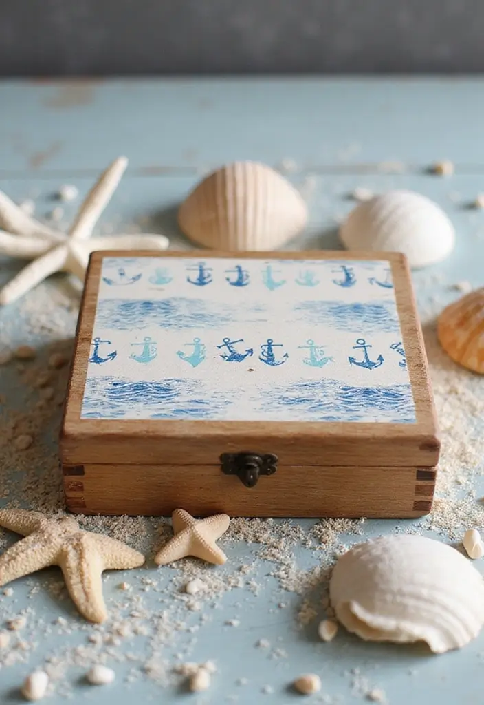 30 Wooden Box Painting Ideas to Add Rustic Charm 34 30 Wooden Box Painting Ideas to Add Rustic Charm - 8. Nautical Inspiration