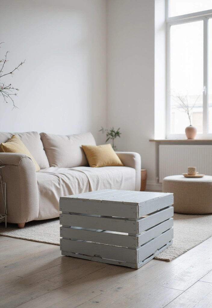 30 Wooden Crate Painting Ideas for Rustic Storage - 12. Minimalist Design