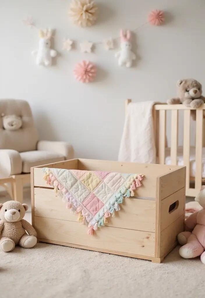 30 Wooden Crate Painting Ideas for Rustic Storage - 13. Quilted Patterns