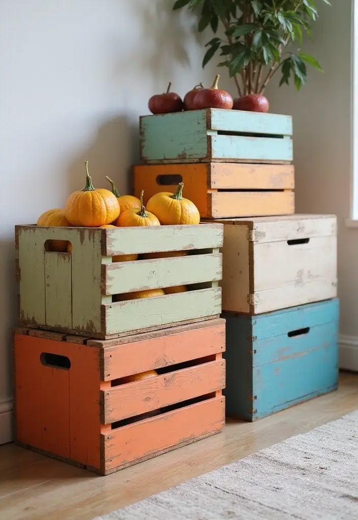 30 Wooden Crate Painting Ideas for Rustic Storage - 15. Seasonal Themes
