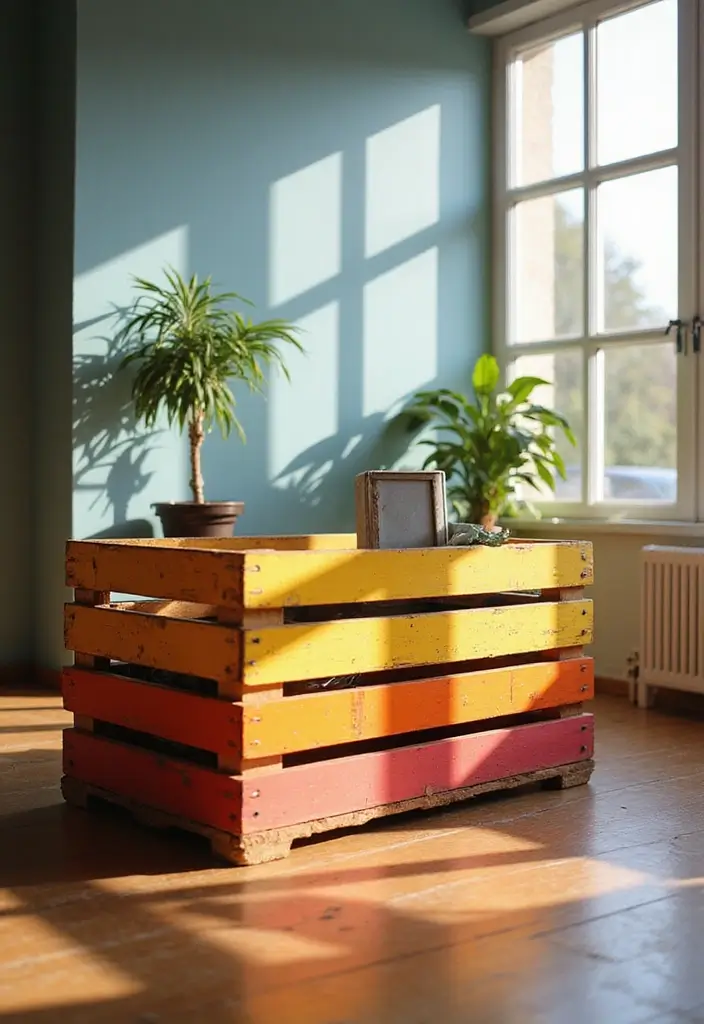 30 Wooden Crate Painting Ideas for Rustic Storage - 23. Layered Color Techniques