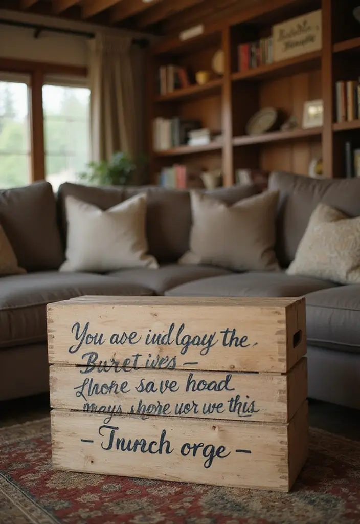 30 Wooden Crate Painting Ideas for Rustic Storage - 24. Inspirational Quotes