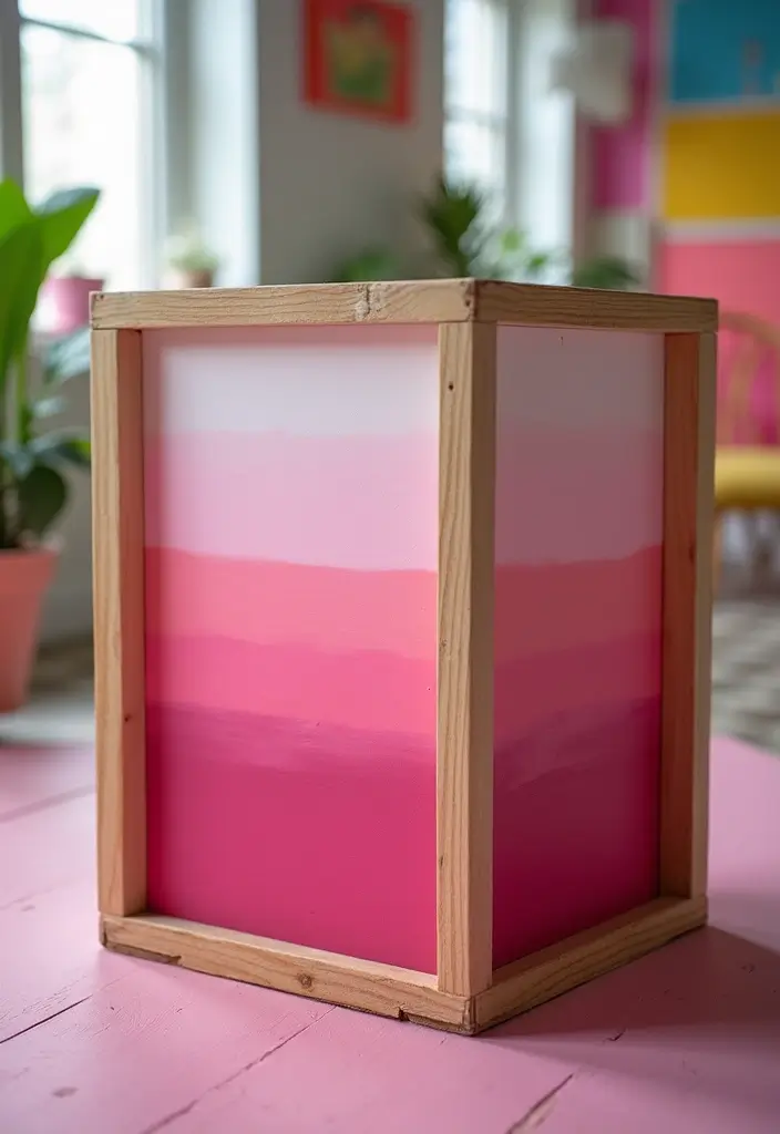 30 Wooden Crate Painting Ideas for Rustic Storage - 26. Color Fade Technique