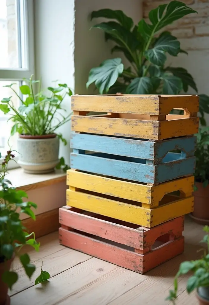 30 Wooden Crate Painting Ideas for Rustic Storage - 30. Eco-Friendly Paint Techniques