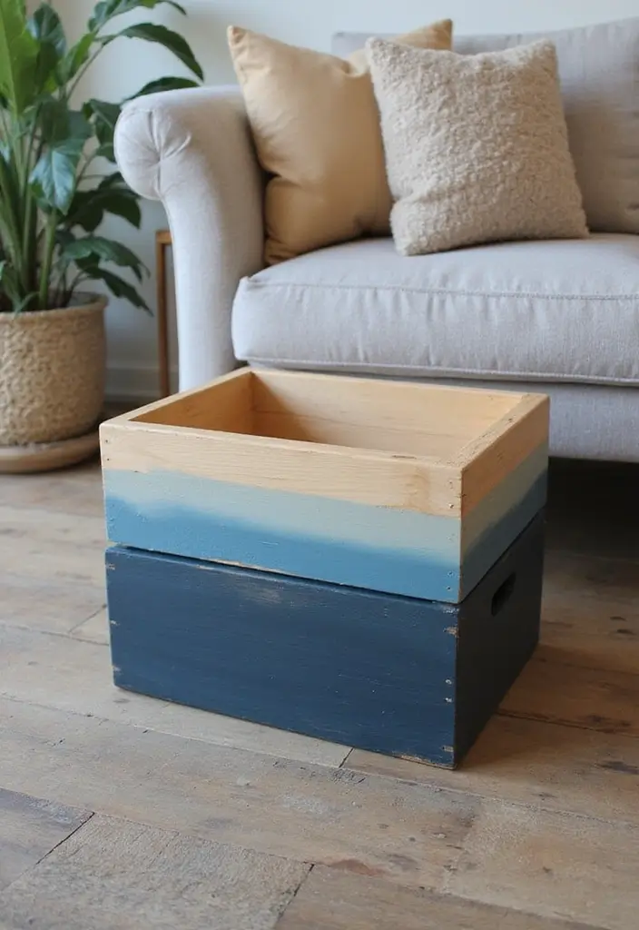 30 Wooden Crate Painting Ideas for Rustic Storage - 5. Ombre Effect
