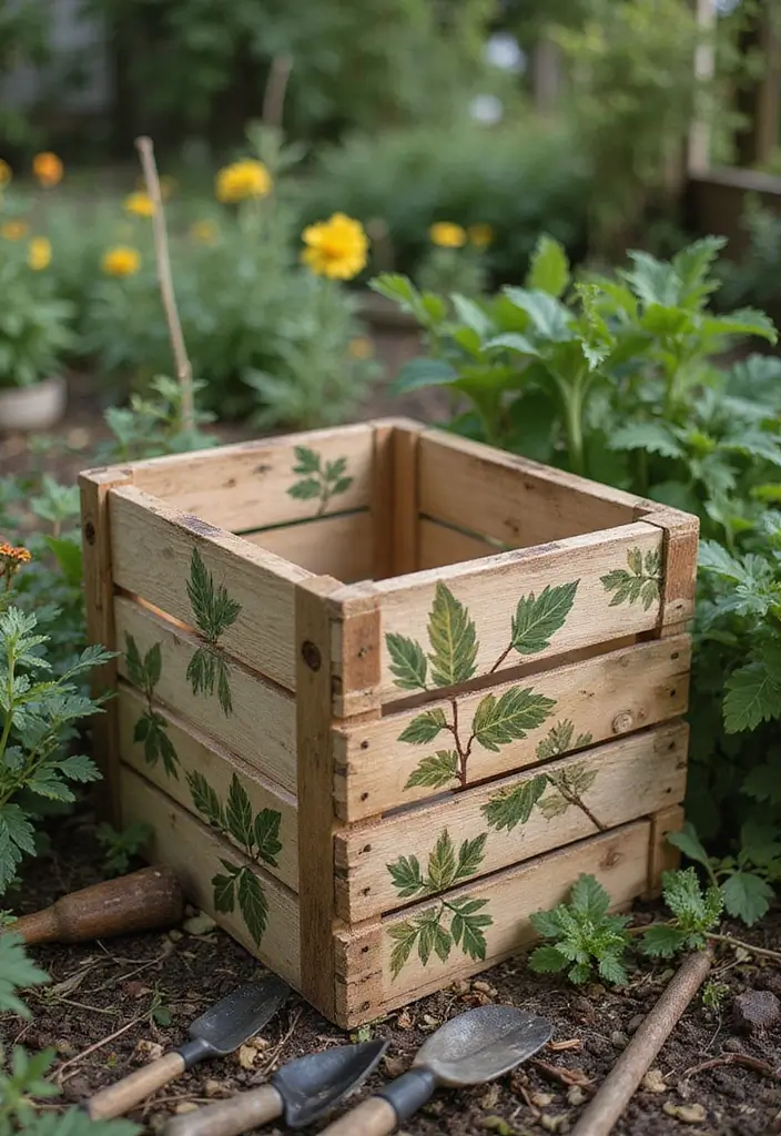 30 Wooden Crate Painting Ideas for Rustic Storage - 6. Nature-Inspired Designs