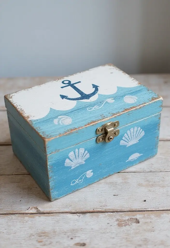 30 Wooden Jewelry Box Painting Ideas for Custom Gifts 56 30 Wooden Jewelry Box Painting Ideas for Custom Gifts - 12. Nautical Themes
