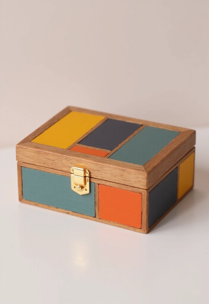 30 Wooden Jewelry Box Painting Ideas for Custom Gifts 59 30 Wooden Jewelry Box Painting Ideas for Custom Gifts - 13. Color Block Fun