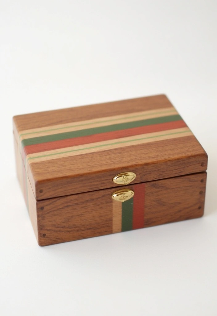 30 Wooden Jewelry Box Painting Ideas for Custom Gifts 71 30 Wooden Jewelry Box Painting Ideas for Custom Gifts - 15. Simple Stripes