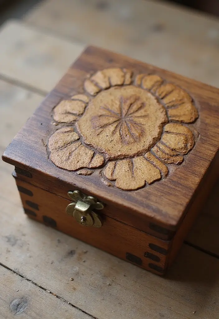 30 Wooden Jewelry Box Painting Ideas for Custom Gifts 114 30 Wooden Jewelry Box Painting Ideas for Custom Gifts - 22. Textured Sponges