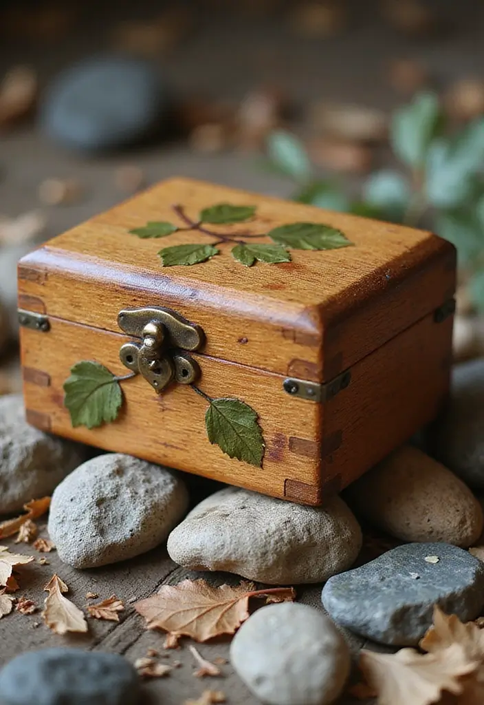 30 Wooden Jewelry Box Painting Ideas for Custom Gifts 119 30 Wooden Jewelry Box Painting Ideas for Custom Gifts - 23. Earthy Tones and Natural Themes