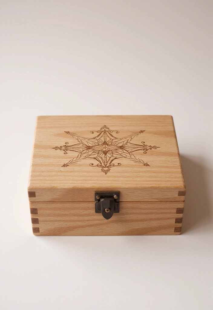 30 Wooden Jewelry Box Painting Ideas for Custom Gifts 155 30 Wooden Jewelry Box Painting Ideas for Custom Gifts - 29. Simple Line Art