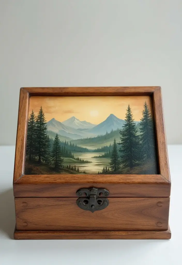 30 Wooden Jewelry Box Painting Ideas for Custom Gifts 30 30 Wooden Jewelry Box Painting Ideas for Custom Gifts - 6. Nature-Inspired Landscapes