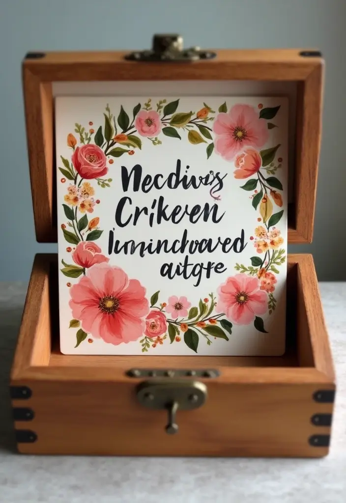 30 Wooden Jewelry Box Painting Ideas for Custom Gifts 33 30 Wooden Jewelry Box Painting Ideas for Custom Gifts - 7. Inspirational Quote Art