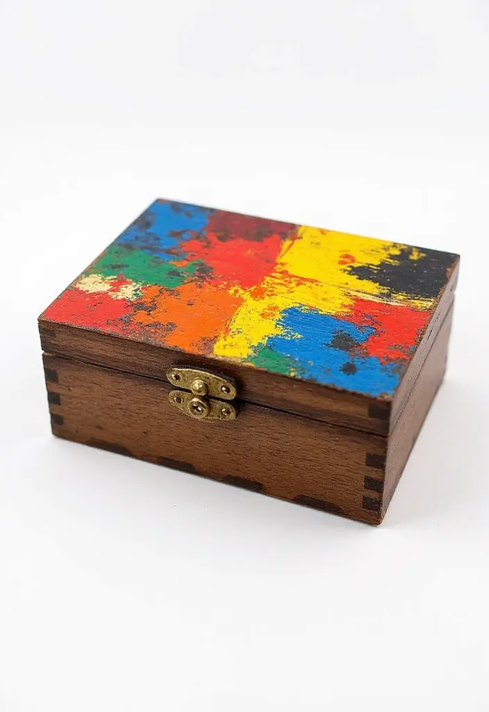 30 Wooden Jewelry Box Painting Ideas for Custom Gifts 36 30 Wooden Jewelry Box Painting Ideas for Custom Gifts - 8. Abstract Expressionism