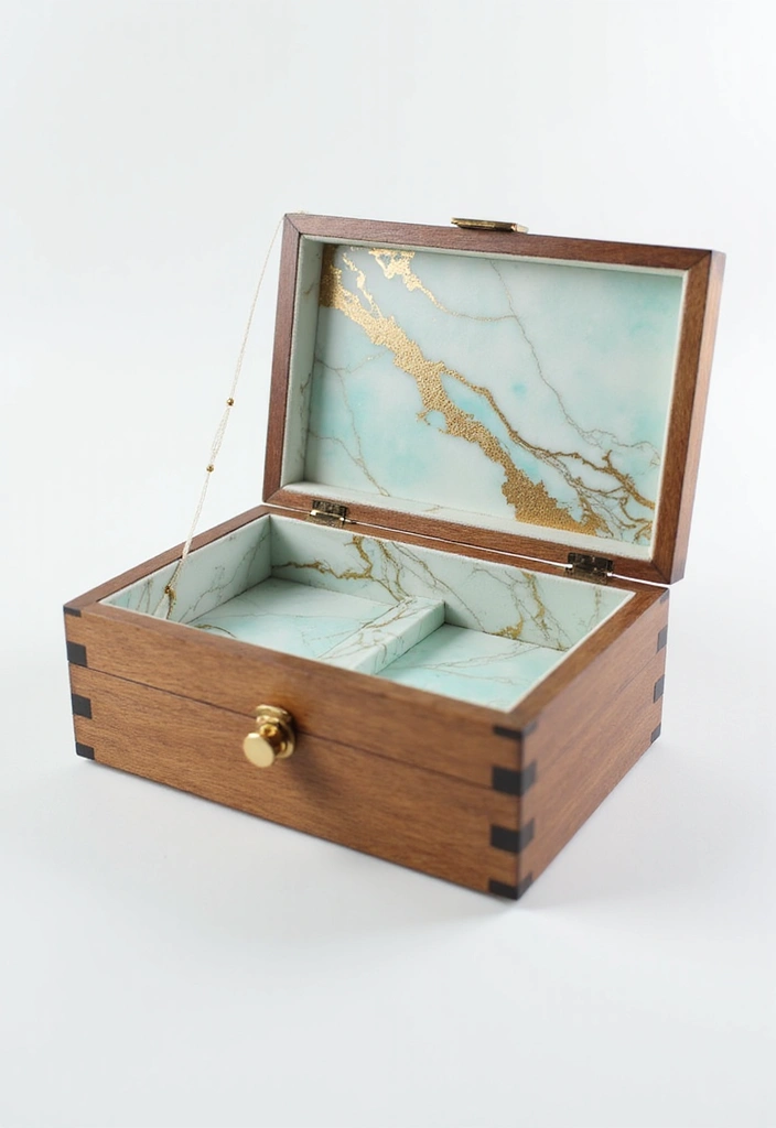 30 Wooden Jewelry Box Painting Ideas for Custom Gifts 39 30 Wooden Jewelry Box Painting Ideas for Custom Gifts - 9. Artistic Marble Effect