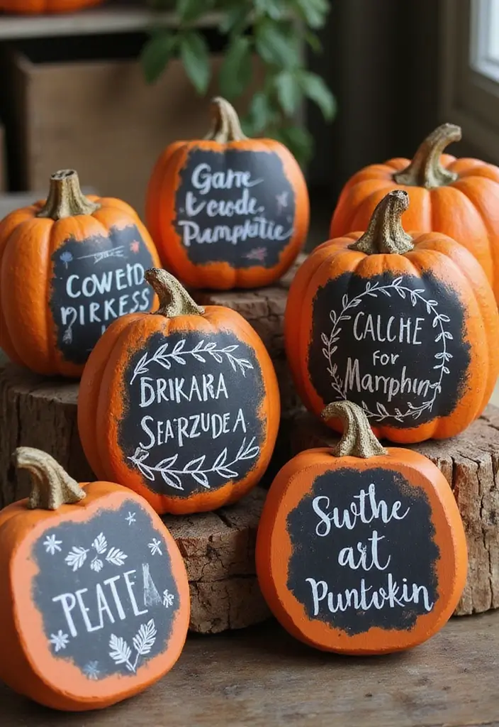 30 Wooden Pumpkin Painting Ideas for Rustic Fall Decor - 13. Chalkboard Finish