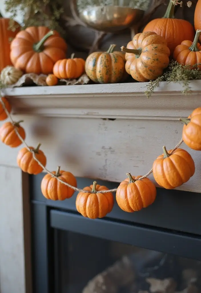 30 Wooden Pumpkin Painting Ideas for Rustic Fall Decor - 17. Miniature Pumpkin Garlands