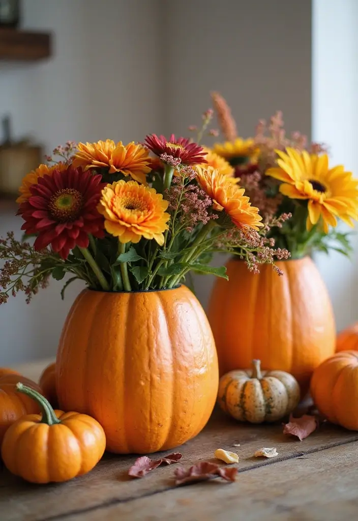30 Wooden Pumpkin Painting Ideas for Rustic Fall Decor - 18. Pumpkin Vases