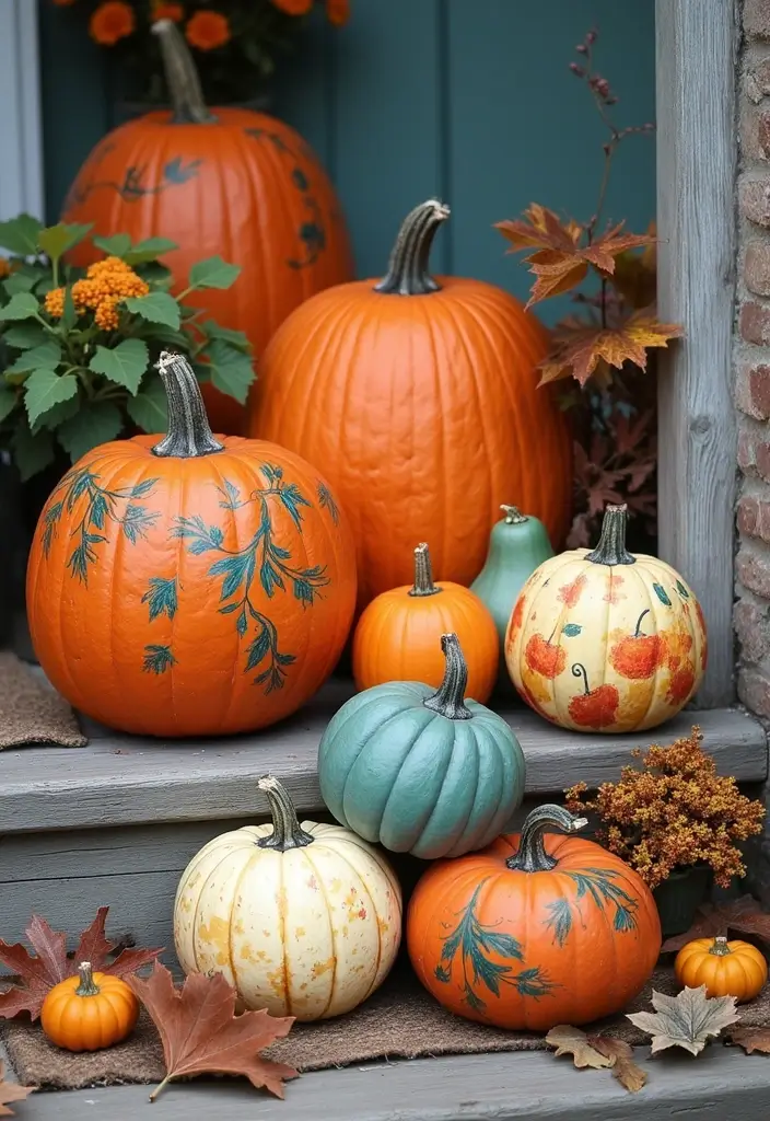 30 Wooden Pumpkin Painting Ideas for Rustic Fall Decor - 23. Collage of Pumpkins