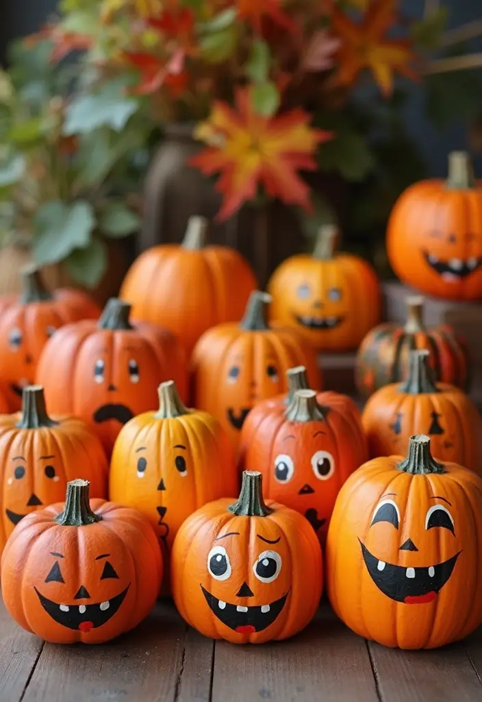 30 Wooden Pumpkin Painting Ideas for Rustic Fall Decor - 28. Cartoonish Characters