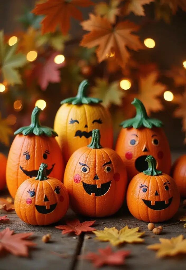 30 Wooden Pumpkin Painting Ideas for Rustic Fall Decor - 4. Whimsical Faces for Fun