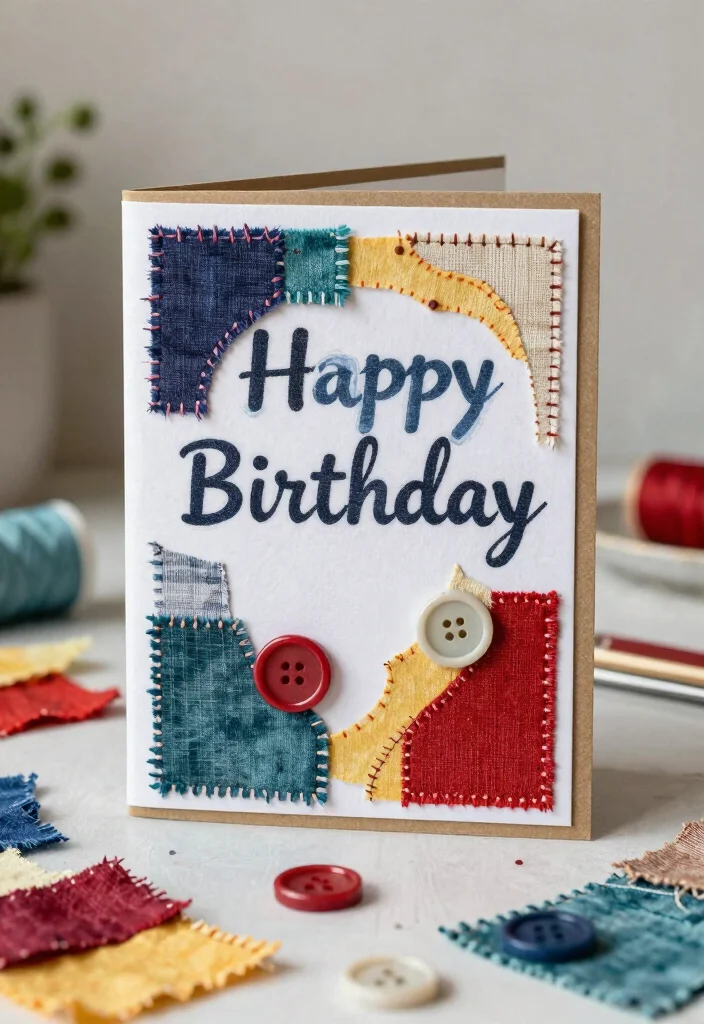 10 Bday Card Ideas for Fun Creative and Personal Birthday Wishes 25 10 Bday Card Ideas for Fun Creative and Personal Birthday Wishes - 5. Upcycled Fabric Cards 1