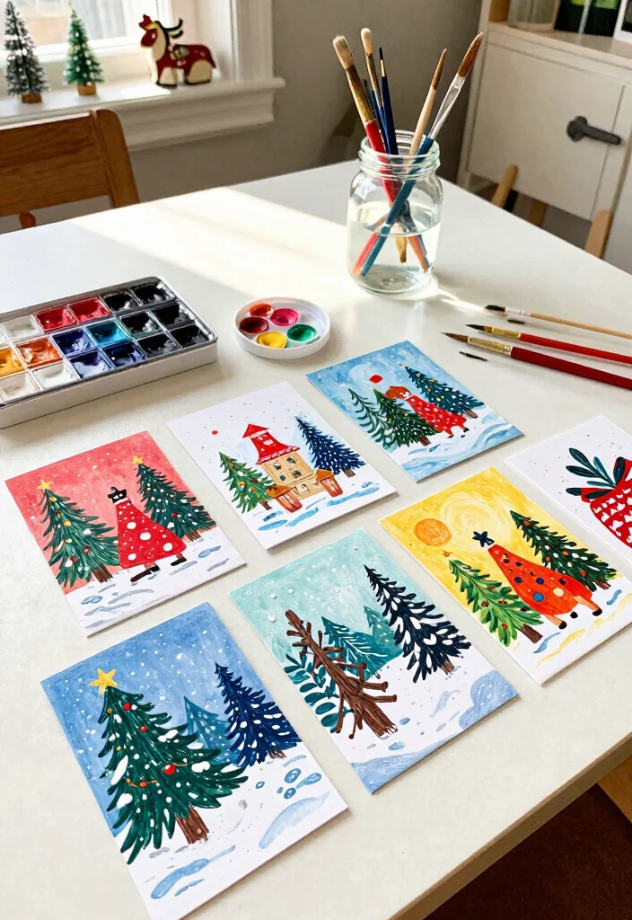 10 Easy Christmas Card Ideas for Quick Cute and Festive Crafts 13 10 Easy Christmas Card Ideas for Quick Cute and Festive Crafts - 3. Hand-Painted Holiday Cards 1