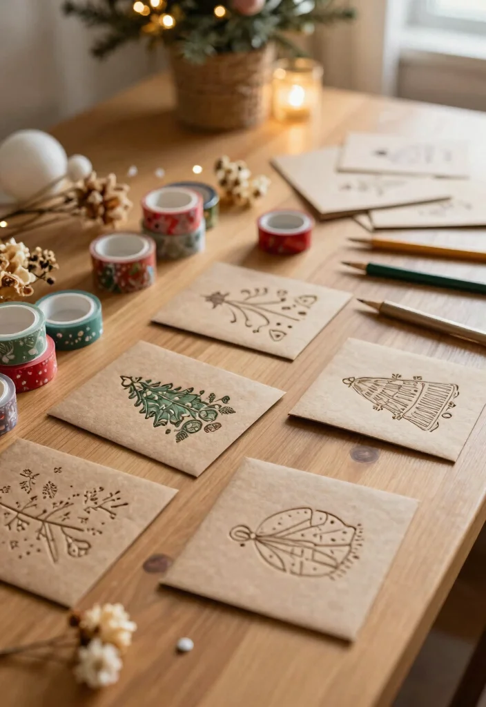 10 Easy Christmas Card Ideas for Quick Cute and Festive Crafts 24 10 Easy Christmas Card Ideas for Quick Cute and Festive Crafts - 4. Embellished Kraft Paper Cards 1