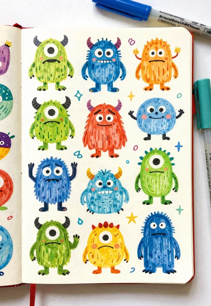 10 Funny Journal Ideas for Humor Lighthearted Writing and Doodles 36 10 Funny Journal Ideas for Humor Lighthearted Writing and Doodles - 6. Mood Monsters: Illustrate Your Feelings 1