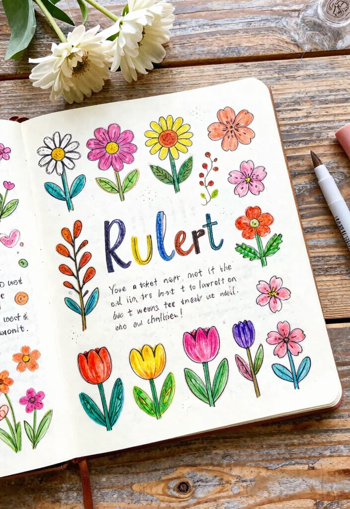 10 March Journal Ideas for Fresh Spring Themes and Monthly Planning - 1. Blooming Flower Doodles 1