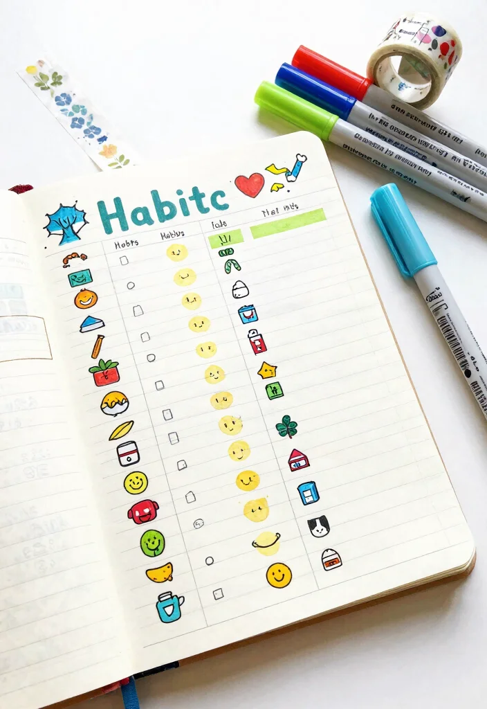 10 Ruled Journal Ideas for Organized Writing Notes and Daily Logs - 3. DIY Habit Tracker 1