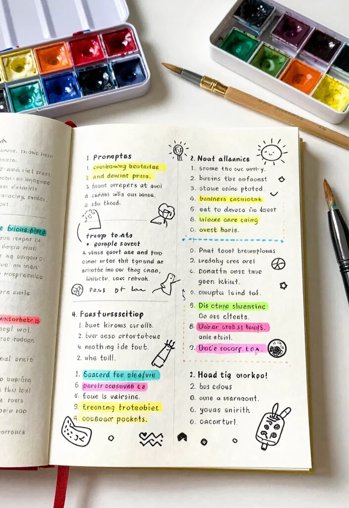 10 Ruled Journal Ideas for Organized Writing Notes and Daily Logs - 4. Creative Writing Prompts Section 1