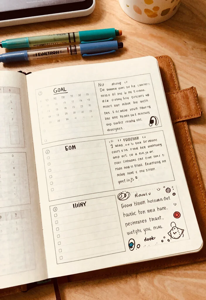 10 Ruled Journal Ideas for Organized Writing Notes and Daily Logs - 6. Monthly Overview and Goals 1