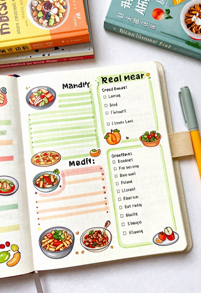 10 Ruled Journal Ideas for Organized Writing Notes and Daily Logs - 7. Meal Planning Pages 1
