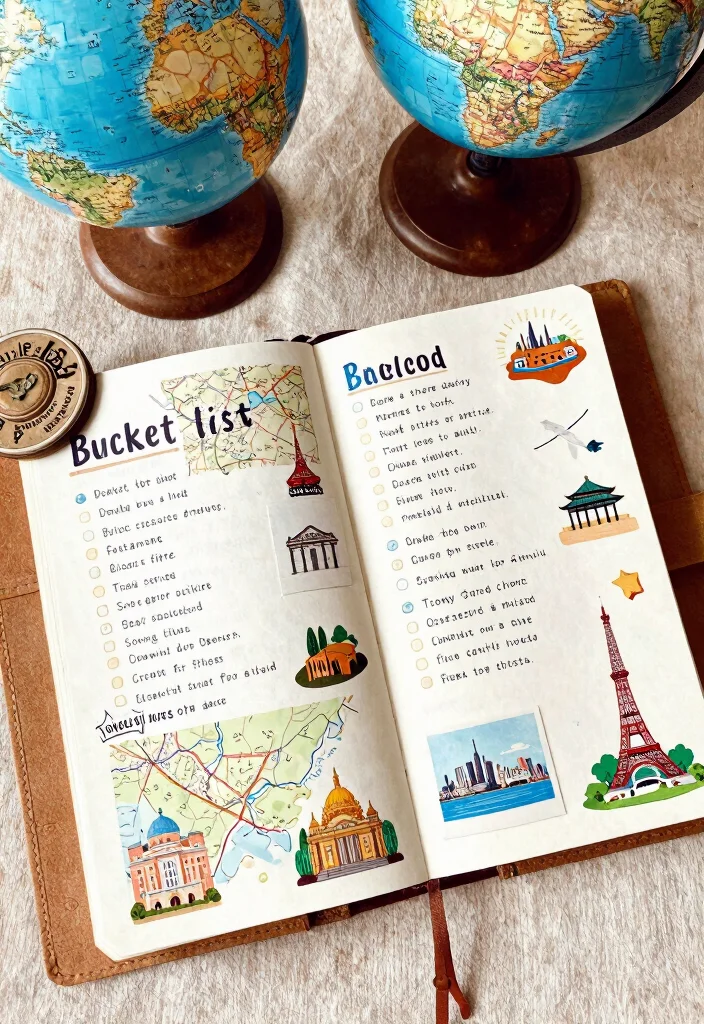 10 Ruled Journal Ideas for Organized Writing Notes and Daily Logs - 8. Travel Journal with a Bucket List 1