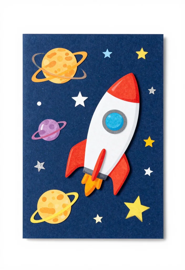 12 Cute Card Ideas for Sweet Playful and Handmade Designs 55 12 Cute Card Ideas for Sweet Playful and Handmade Designs - 11. Space Expedition Card 1