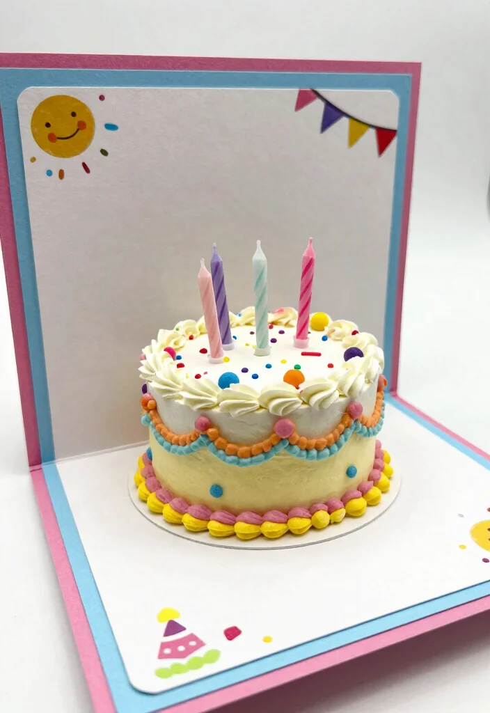 12 Cute Card Ideas for Sweet Playful and Handmade Designs 2 12 Cute Card Ideas for Sweet Playful and Handmade Designs - 2. Pop-Up Cake Surprise 1