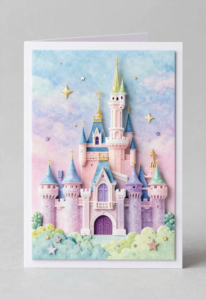 12 Cute Card Ideas for Sweet Playful and Handmade Designs 32 12 Cute Card Ideas for Sweet Playful and Handmade Designs - 8. Fairy Tale Castle Card 1