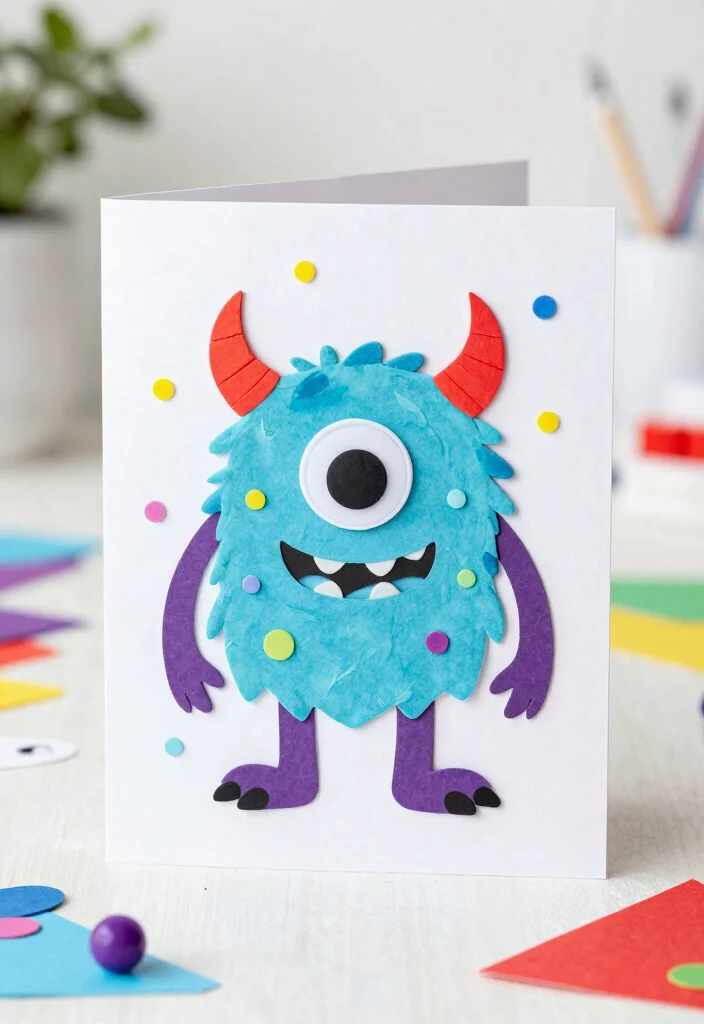 12 Cute Easy Birthday Card Ideas for Quick Sweet and Lovely Crafts 51 12 Cute Easy Birthday Card Ideas for Quick Sweet and Lovely Crafts - 11. Friendly Monsters 1