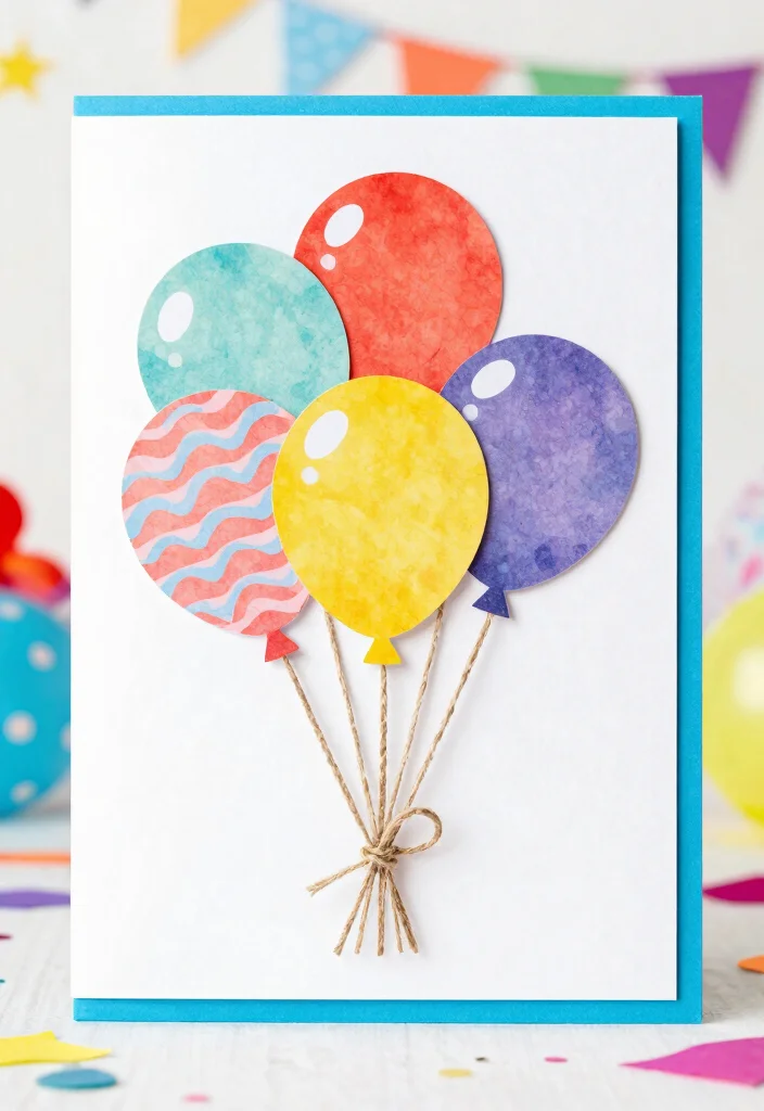 12 Cute Easy Birthday Card Ideas for Quick Sweet and Lovely Crafts 12 12 Cute Easy Birthday Card Ideas for Quick Sweet and Lovely Crafts - 2. Balloon Bonanza 1