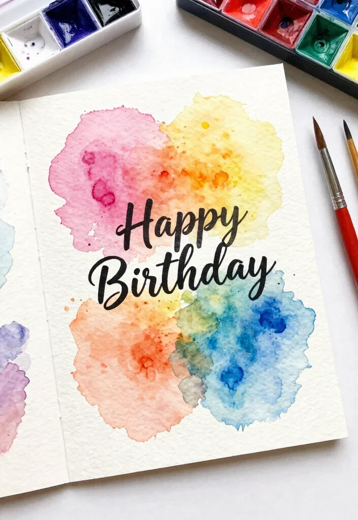 12 Cute Easy Birthday Card Ideas for Quick Sweet and Lovely Crafts 27 12 Cute Easy Birthday Card Ideas for Quick Sweet and Lovely Crafts - 7. Watercolor Wonders 1